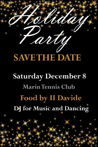 Holiday Party Save The Date Marin Tennis Club